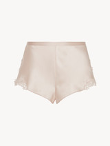 Rose Beige sleep shorts with macramé frastaglio_0