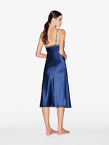 Blue silk satin short nightgown with frastaglio_2