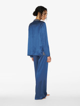 Blue silk long pyjamas with frastaglio_2