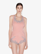 Cashmere Blend Ribbed Tank Top in Blush Clay with Frastaglio_2