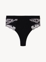 High Waisted Briefs in Onyx with embroidered tulle_0