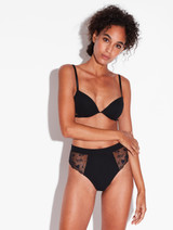 High Waisted Briefs in Onyx with embroidered tulle_1