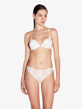 Soft Triangle Bra in Off White with Cotton Leavers Lace_1