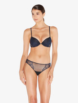 Push-Up Bra in Steel Blue and Black with Leavers lace_1