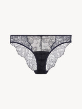 Brief in Steel Blue and Black with Leavers lace_0