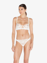 Thong in Off White with Leavers lace_1