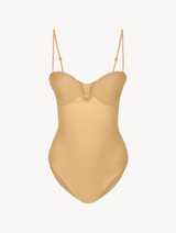 Hazel-coloured underwired padded U-bra bodysuit_0