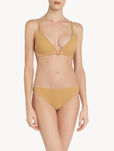 Hazel-coloured non-wired padded triangle V-bra_1