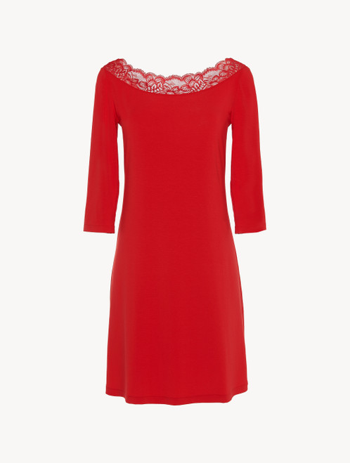 Short nightgown in garnet modal stretch with Leavers lace