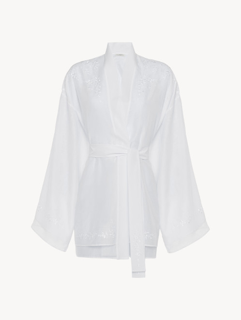 Robe in off-white cotton voile_0