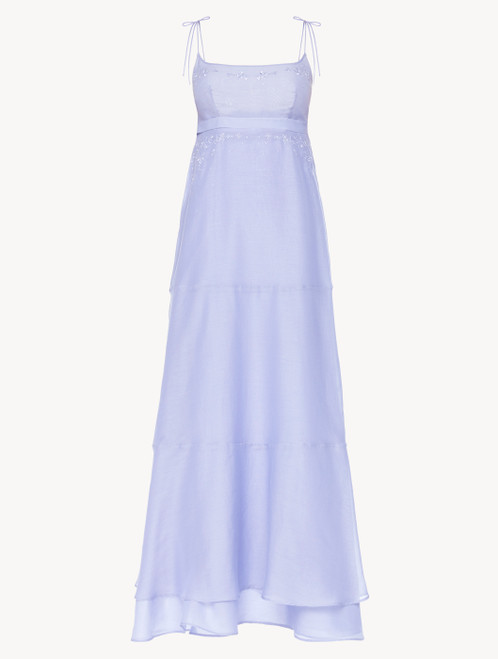 Long nightgown in violet cotton voile_1