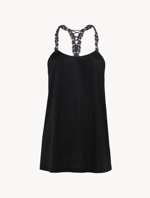 Camisole in black modal with embroidered tulle_0