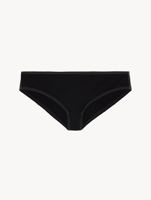 La Perla Bikinis  Mid-rise Bikini Briefs in black with dark blue  embroidery - Womens < Pechamps