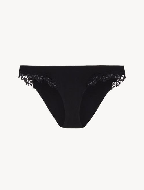 Black low rise briefs with macramé_2