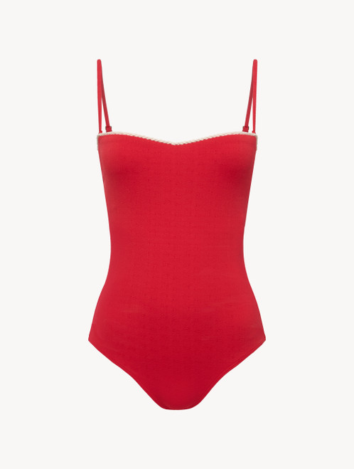 Monogram Underwired Swimsuit in red_0