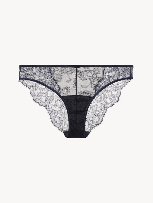 Brief in Steel Blue and Black with Leavers lace_1