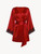 Red silk satin short robe with frastaglio_0