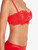 Red underwired bra with macramé