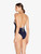 Monogram V-neck Swimsuit in Navy_2