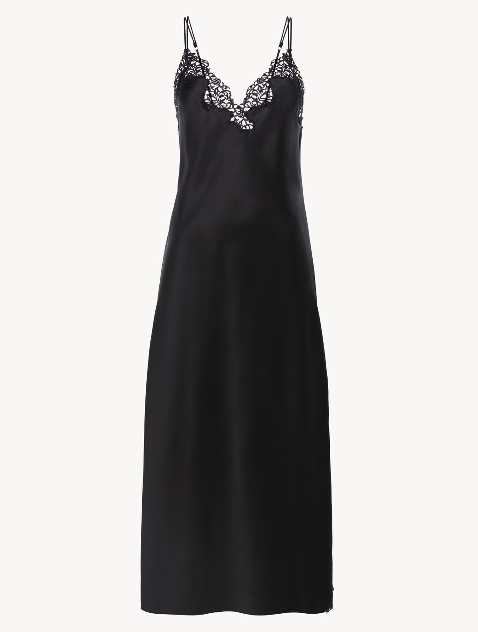 Luxury Silk Long Slip Dress in Black La Perla