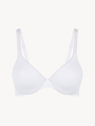 M&Co Corded Lace wired BRA 32C (£14) BNWT Cotton rich WHITE