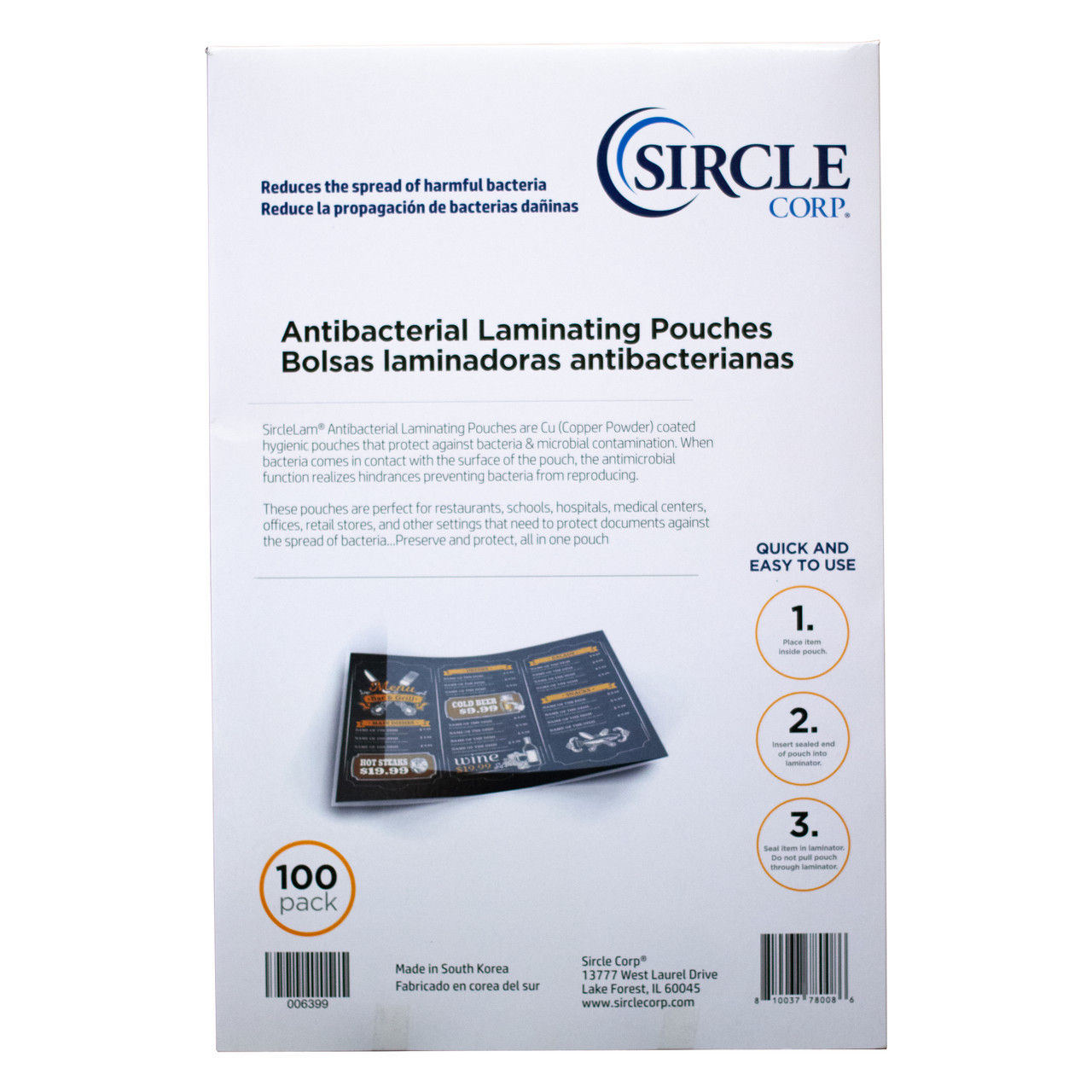 Anti-Bacterial Laminating Pouches- Menu Size 5 Mil: 12