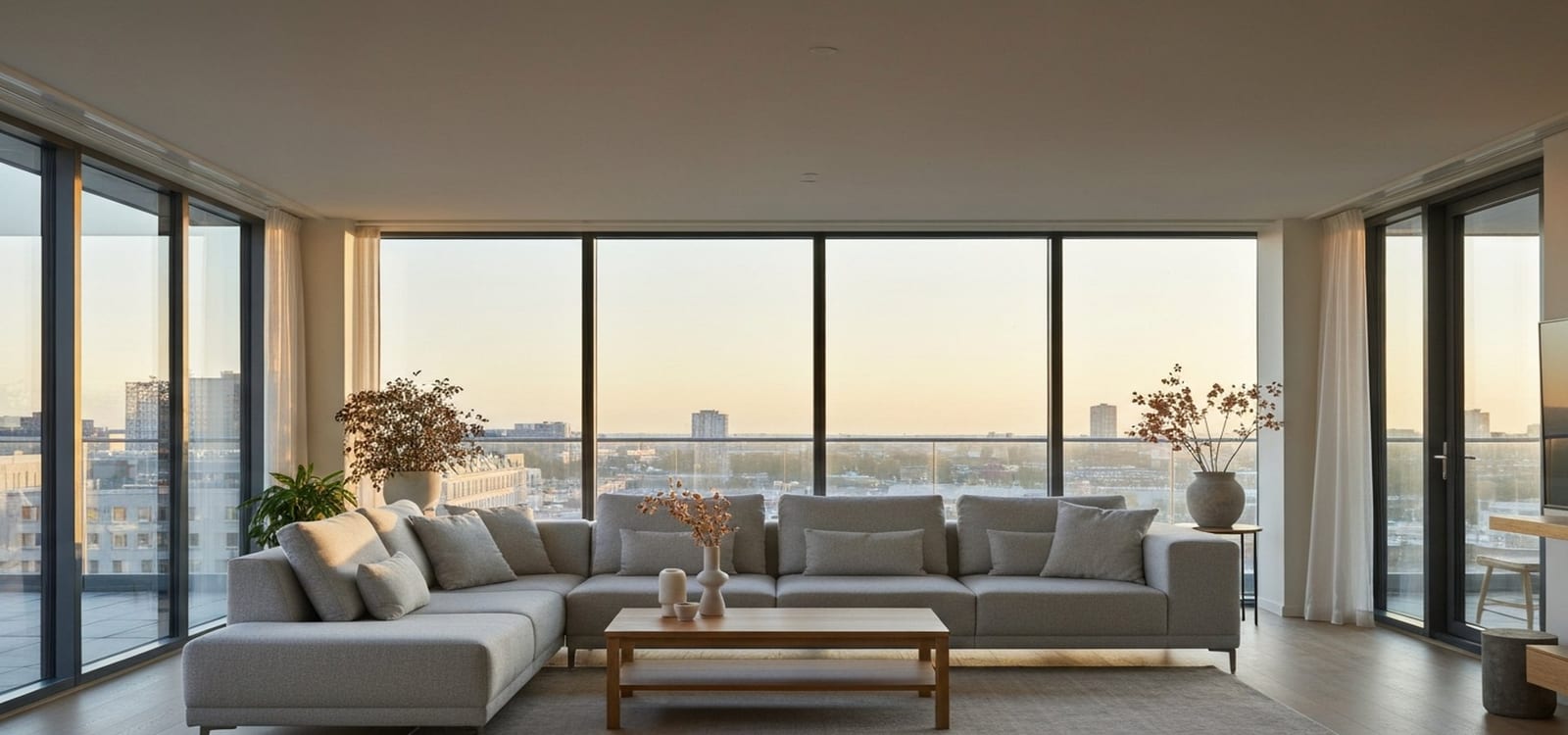 Modern living room with curated furniture