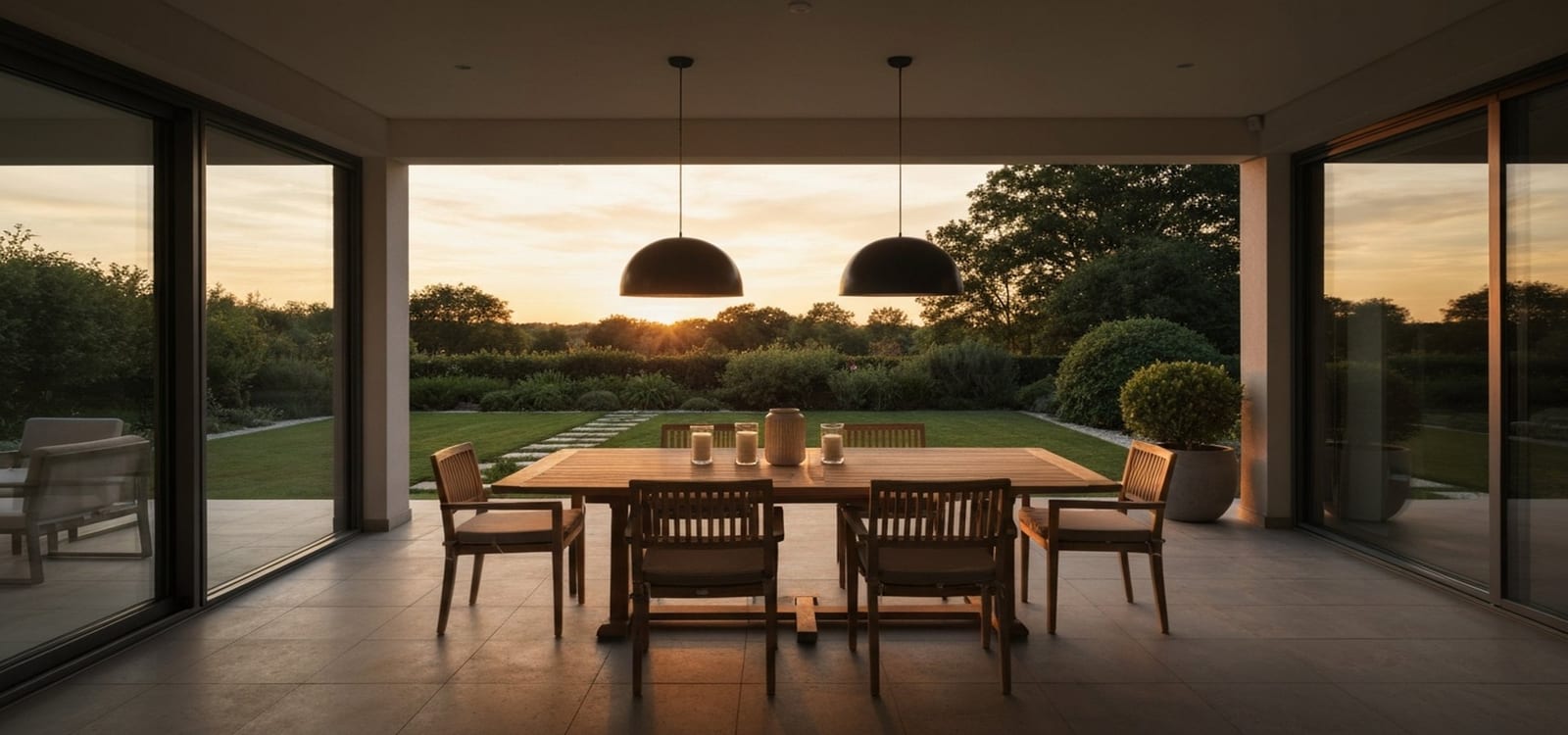 Outdoor patio with garden seating