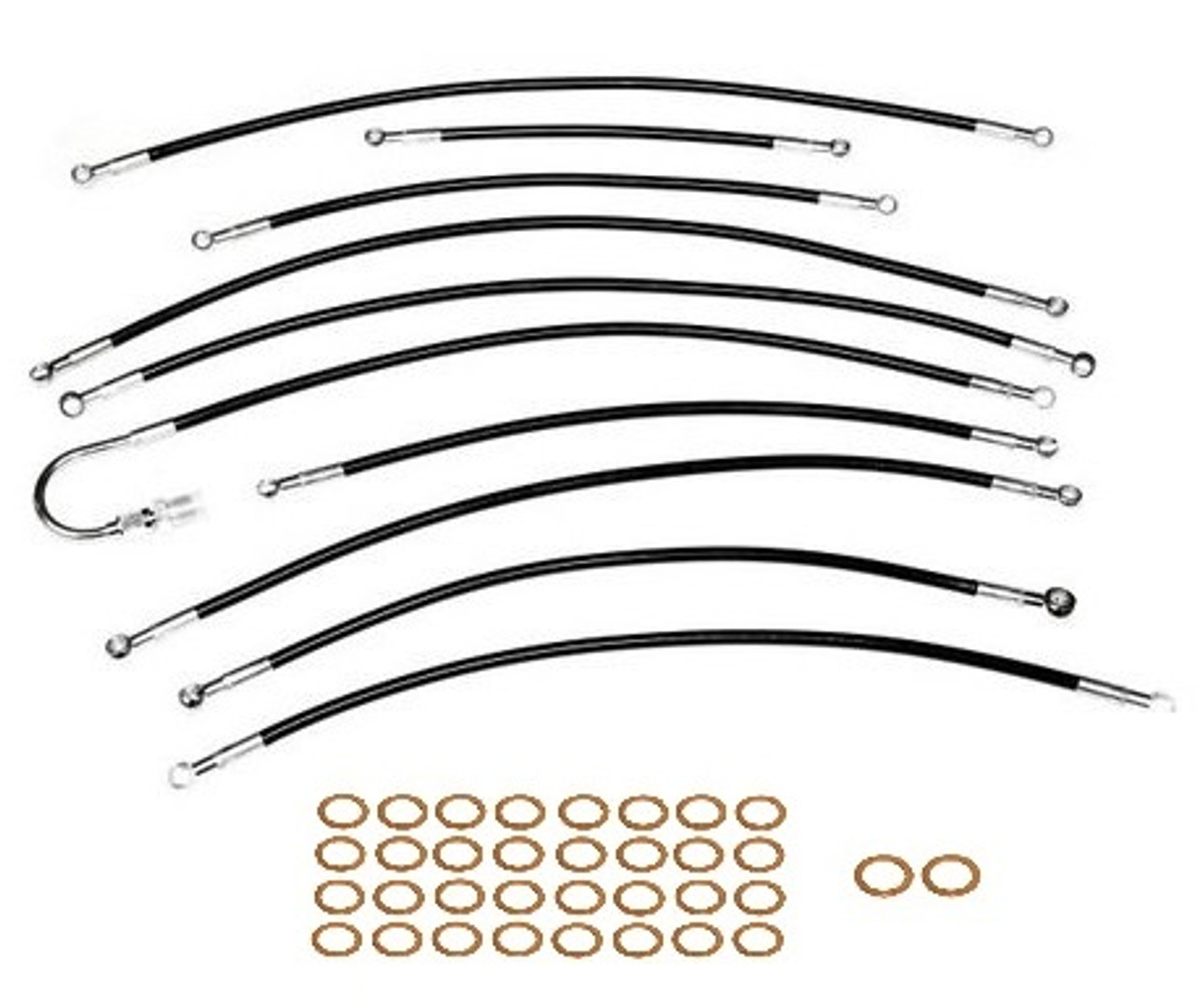 Black Coated Premium Stainless Braided Fuel Lines / Fuel Hoses (set of 9) -  DeLorean Parts Canada