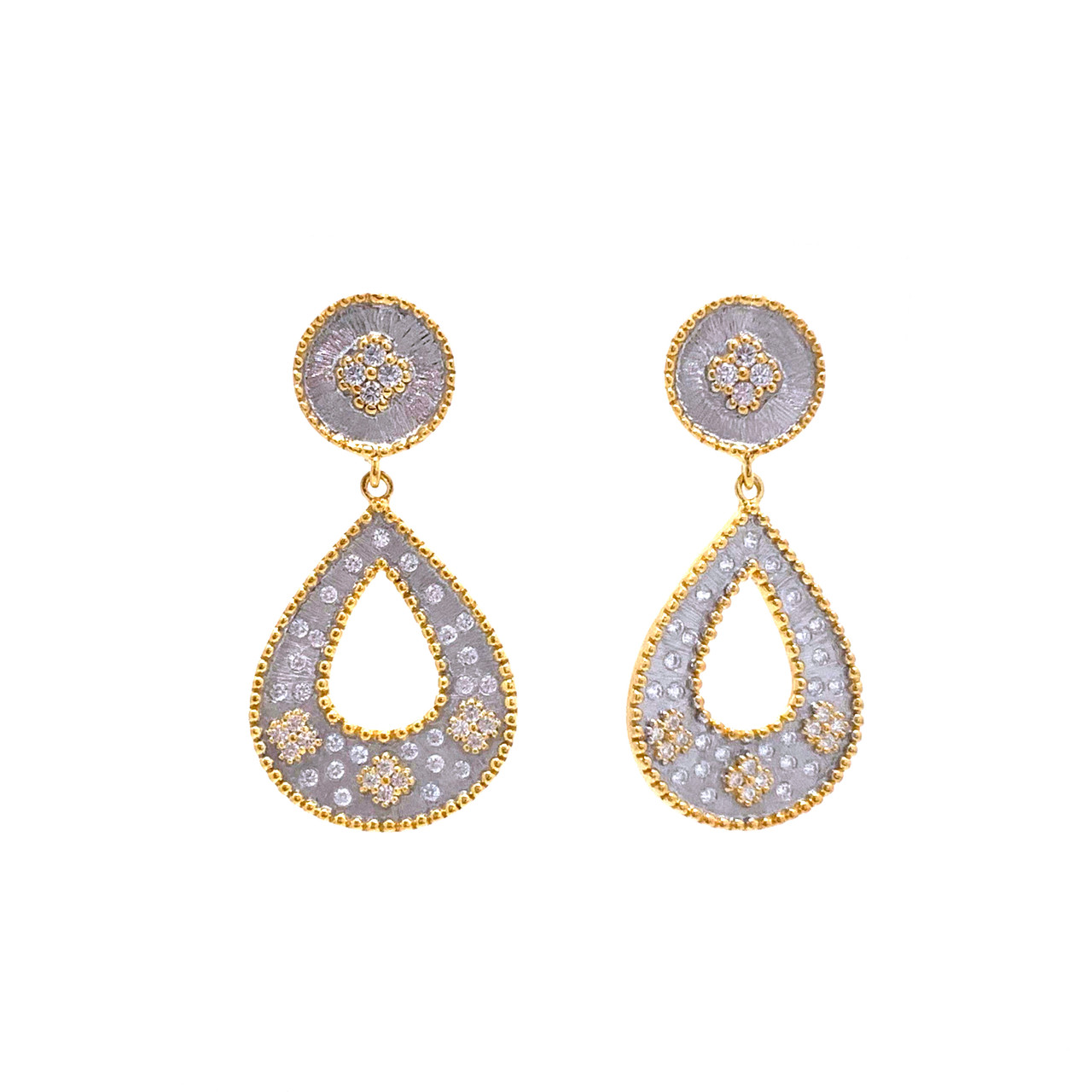 Oro Diamante™ Diamond-Cut Layered Elongated Oval Drop Earrings in 14K Two- Tone Gold | Zales