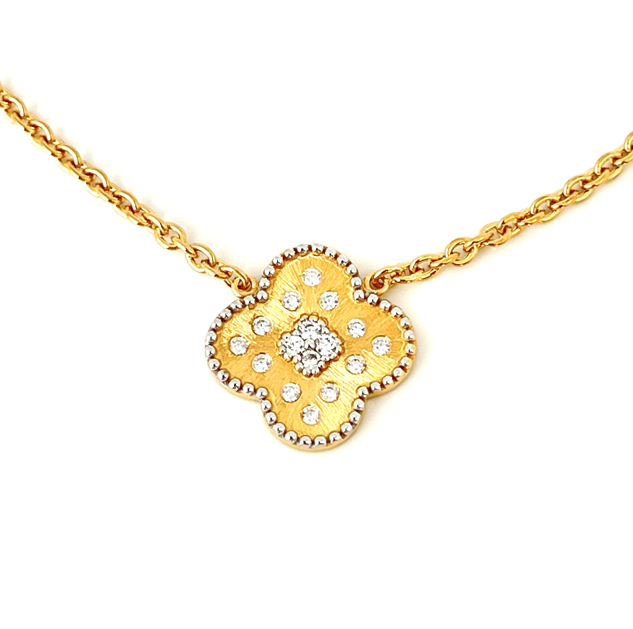 Necklace - Clover (Black) | 18K Yellow Gold