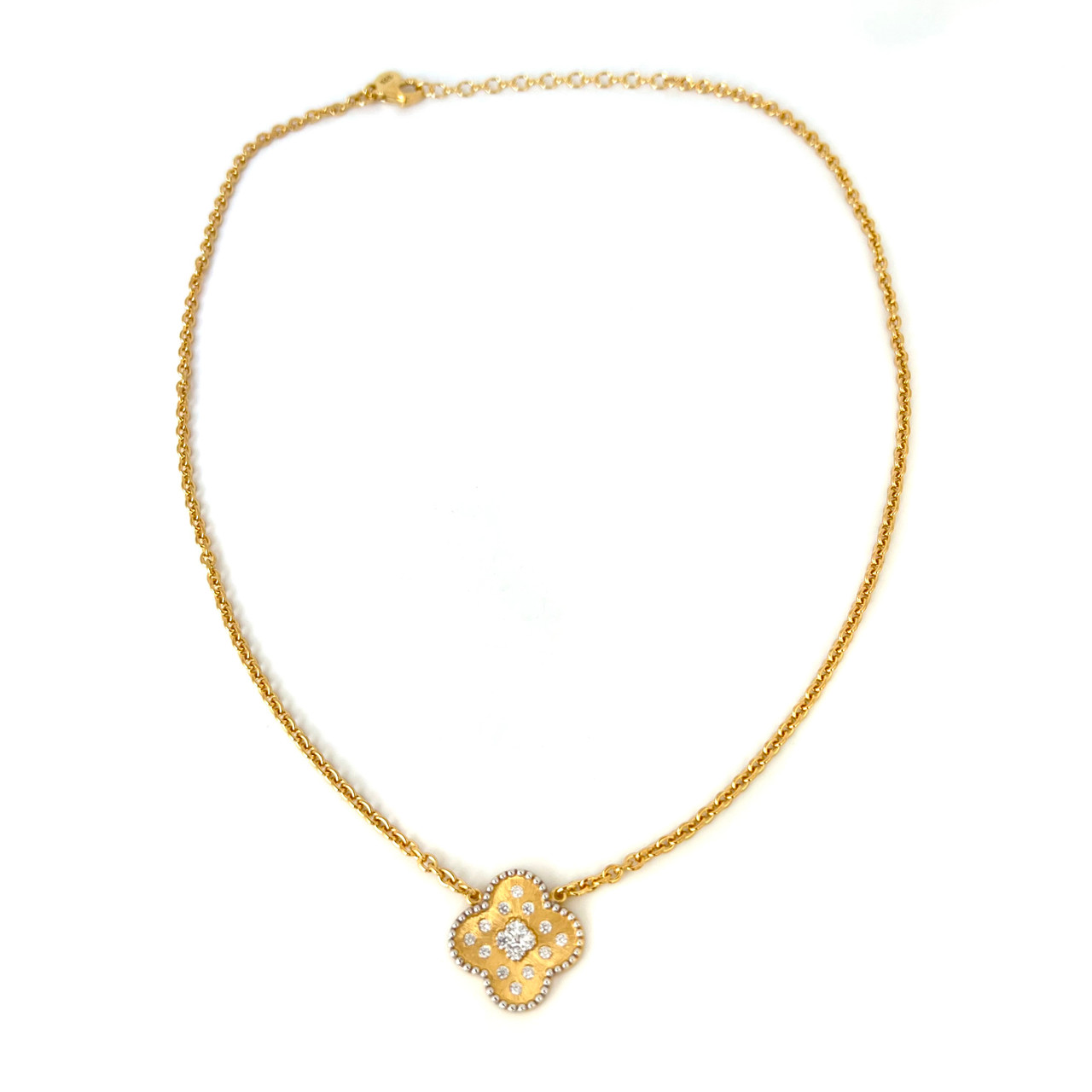 Vintage Four Leaf Clover Necklace With 20 Motifs, 18k Yellow Gold