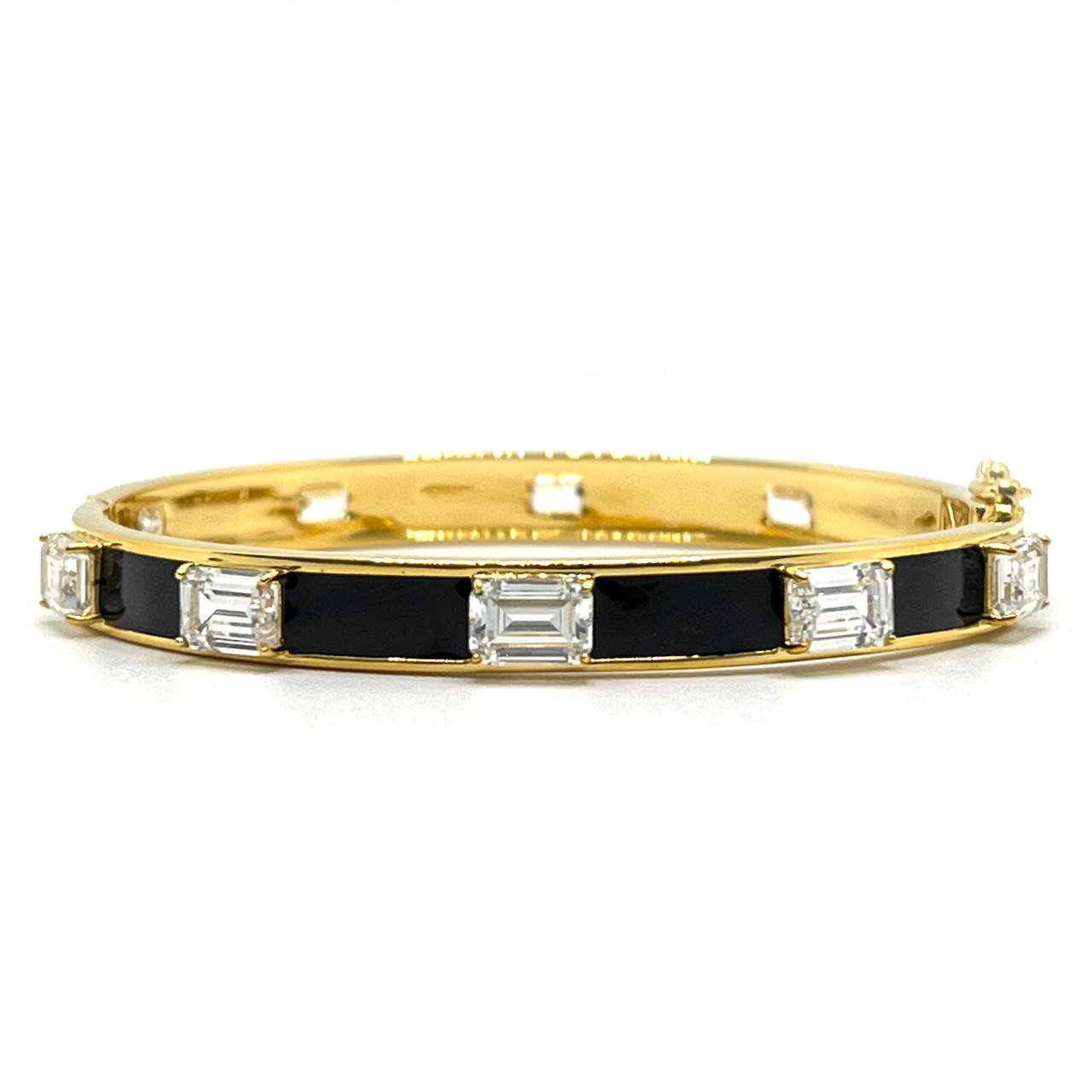 Skinny Emerald-cut Black Enamel Bangle