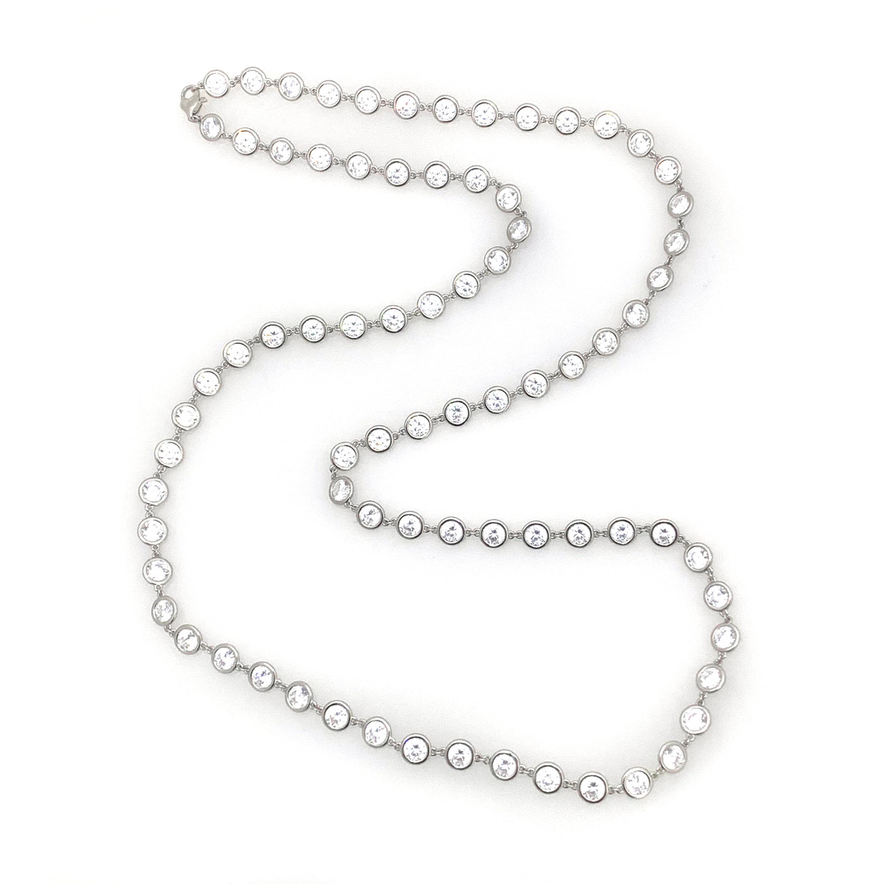 Bezel Set Necklace and Clip in white gold