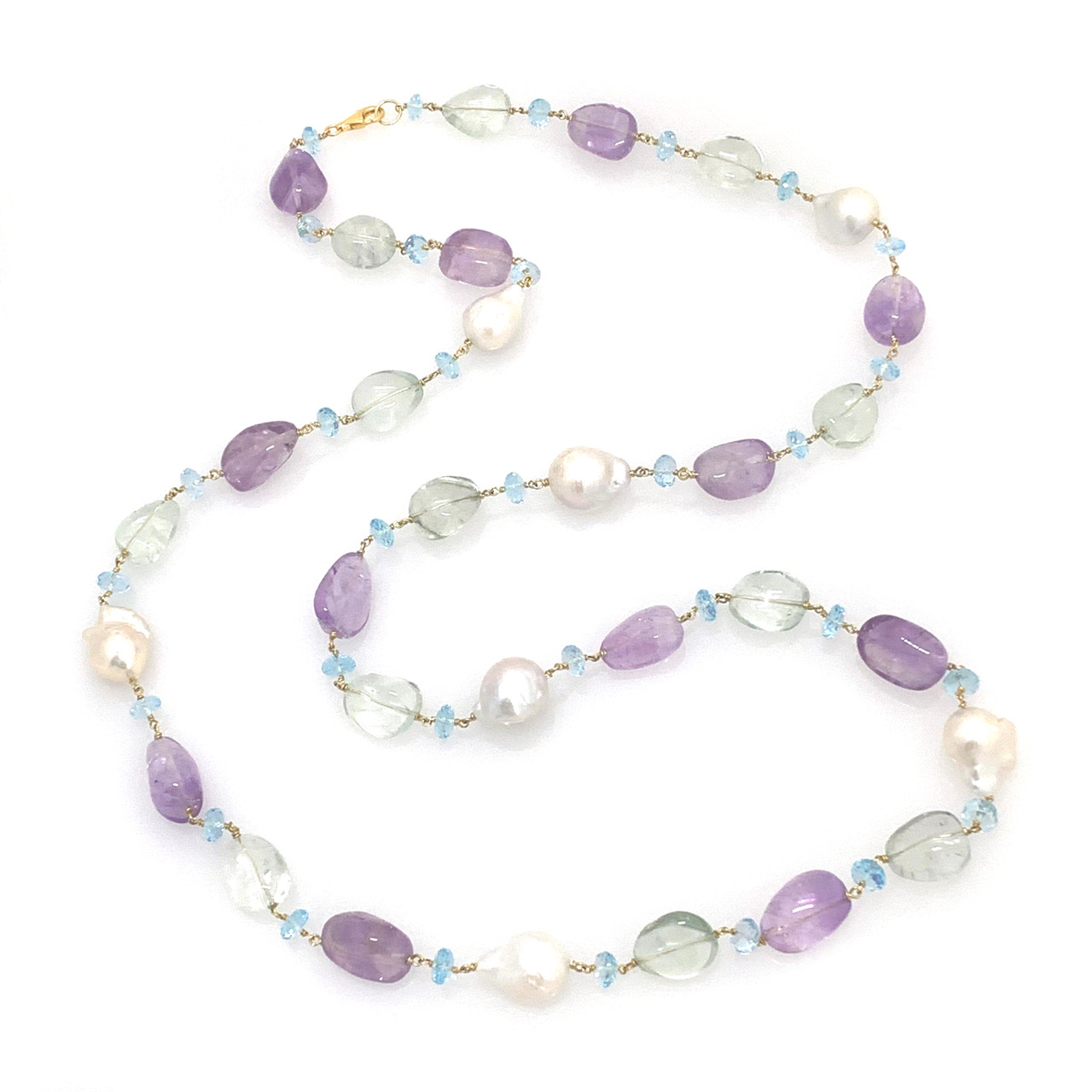 Brand new✨ Amethyst Pearl Long Necklace Forever Facets Genuine Amethyst and Created White Sapphire
