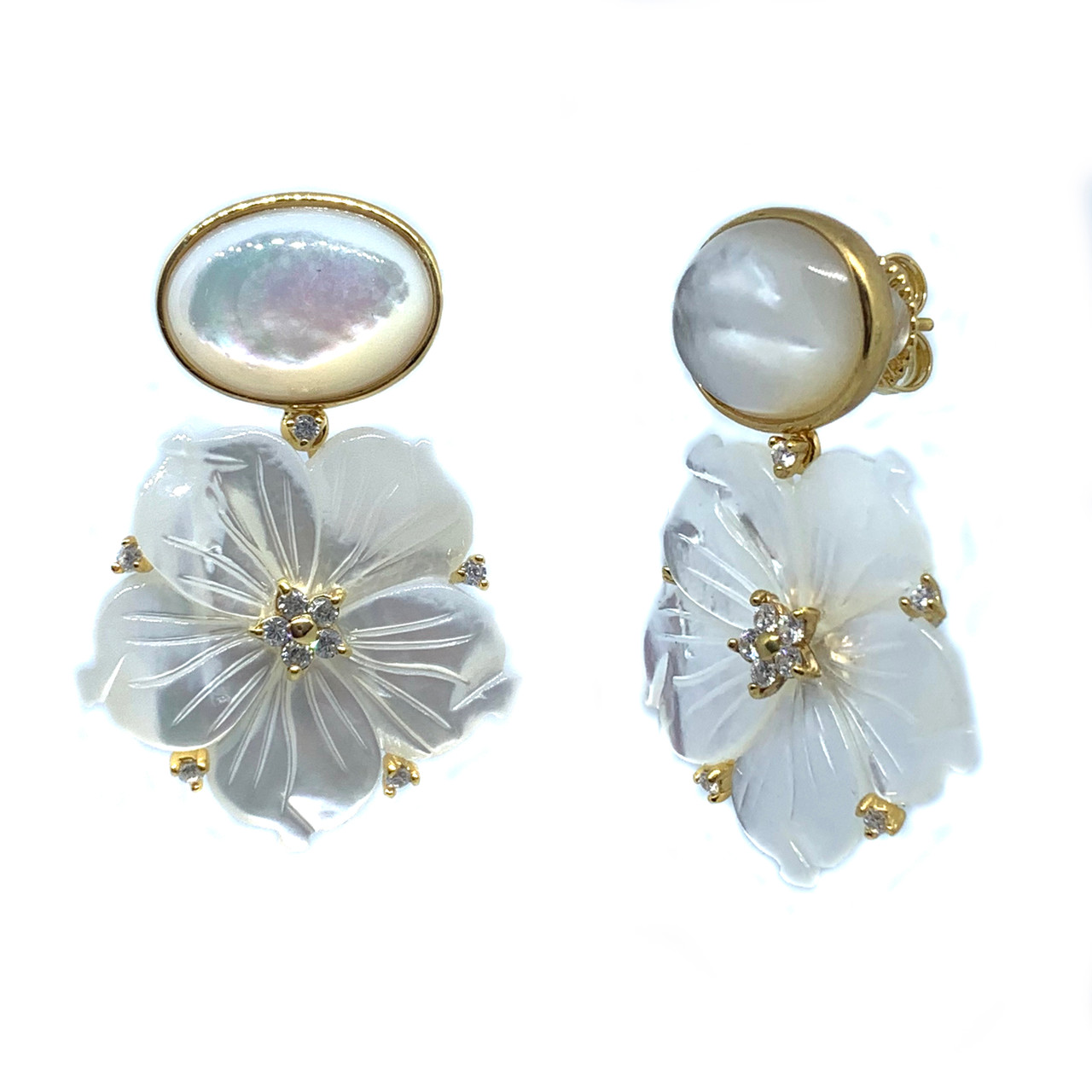 Hibiscus Flower Mother of Pearl Earrings – CristinaV