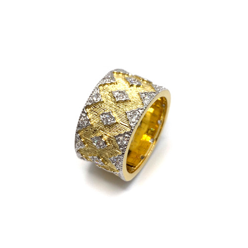 Diamond Pattern Vermeil Wide Band Ring