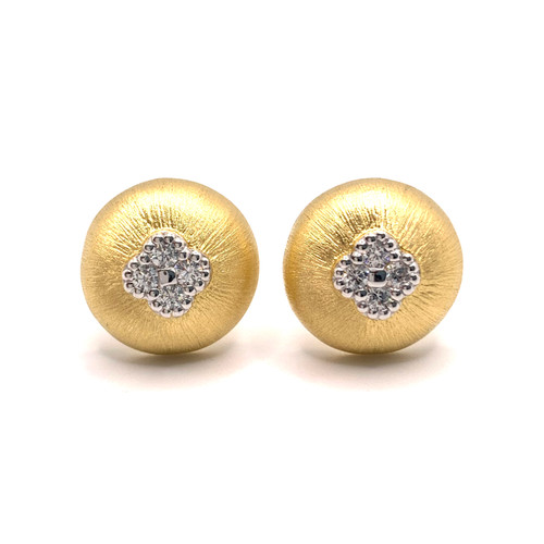 Clover center Round Stud Vermeil Earrings