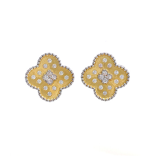 Clover Center Clover Shape Two-tone Vermeil Earrings