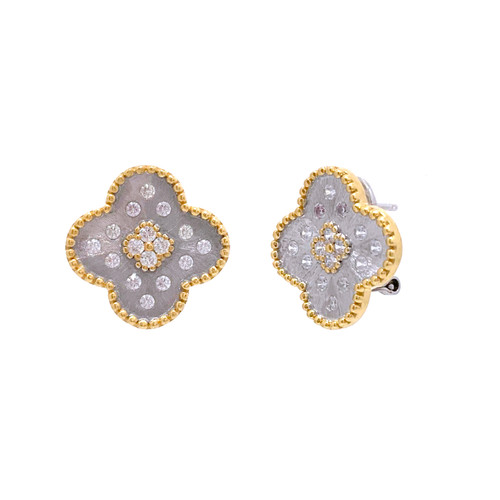 Clover Center Clover Shape Two-tone Earrings