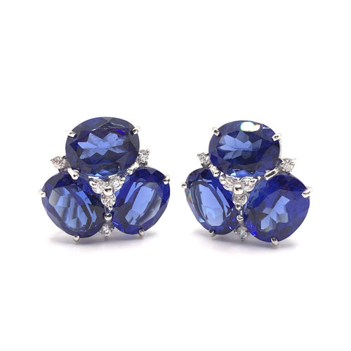 Triple Oval Lab-created Sapphire Earrings