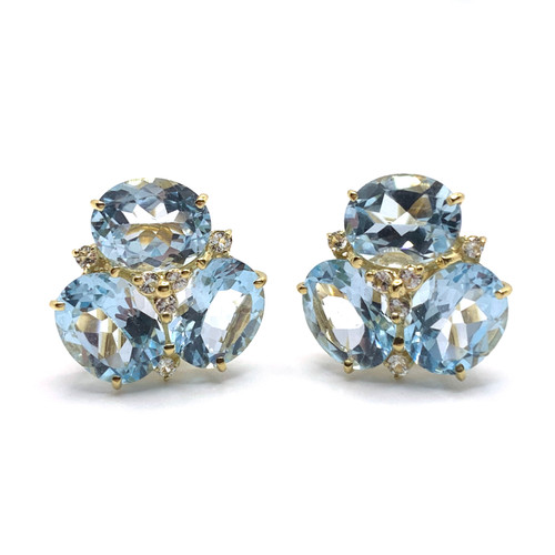 Triple Oval Blue Topaz Vermeil Earrings