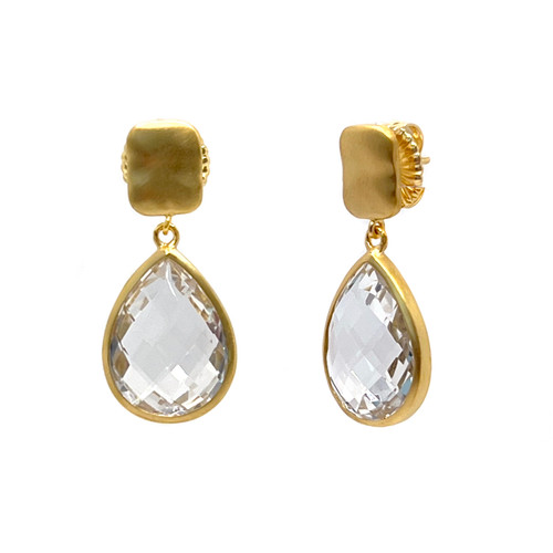 Pear Shape White Topaz Drop Earrings