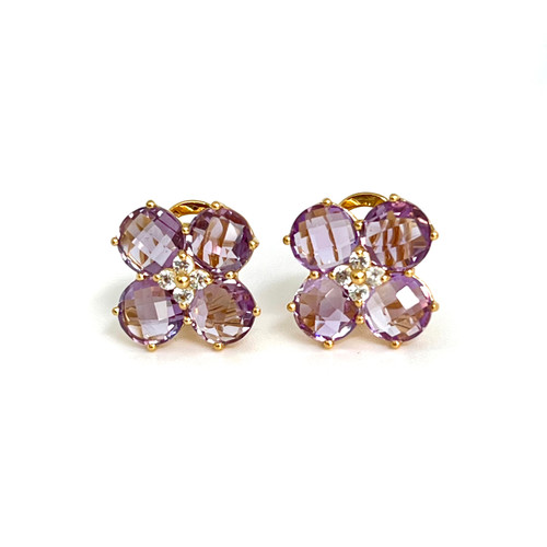 Quad Round Amethyst Cluster Earrings