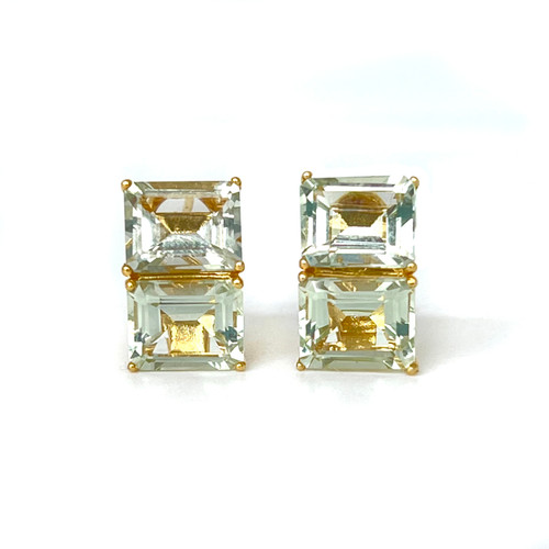 Double Emerald-cut Prasiolite Earrings