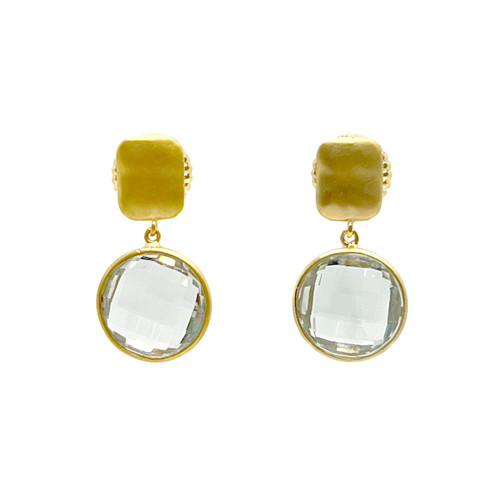 Round Prasiolite Drop Earrings