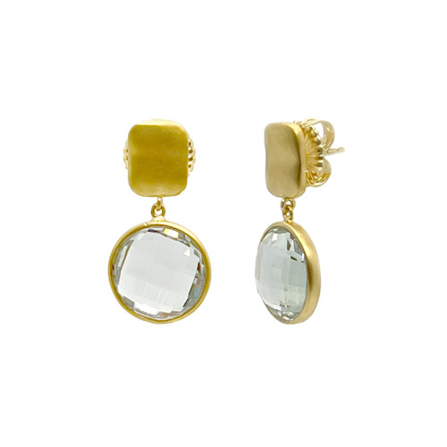 Round Prasiolite Drop Earrings