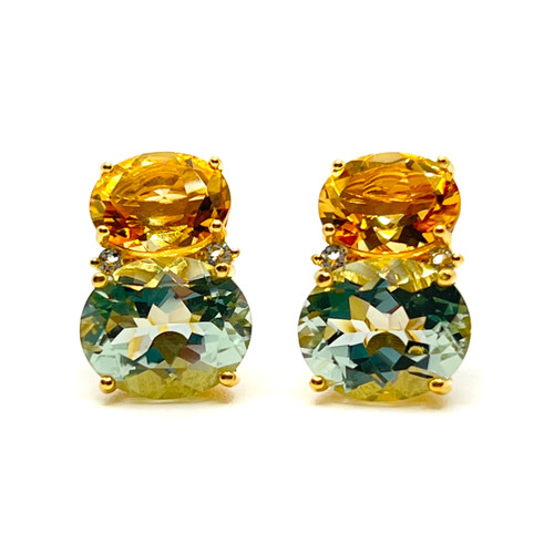 Double Oval Citrine & Prasiolite Earrings