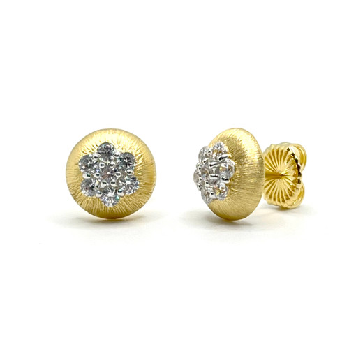 Snowflake-pattern Small Round Stud Vermeil Earrings