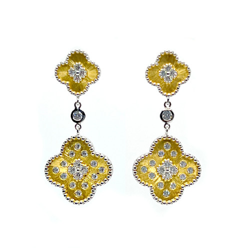 Double Clover Shape Vermeil Drop Earrings